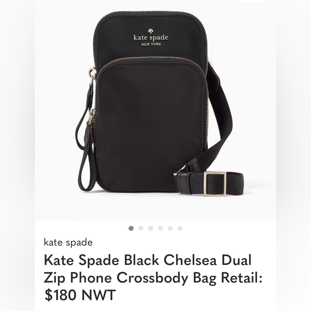 Kate Spade Black Chelsea Dual Zip Phone Crossbody Bag Retail:$180 NWT